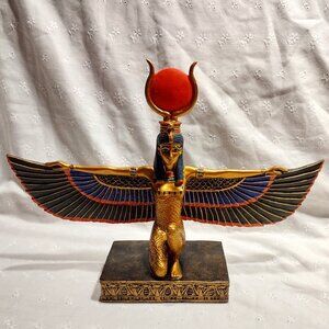 🎬 Ancient Egyptian Goddess Isis Open Wings Statue